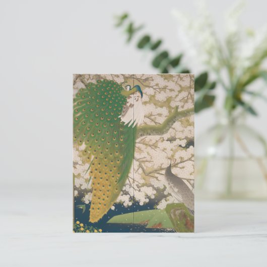 Peacocks en Cherry Tree (1925) Briefkaart (Staand voorkant)