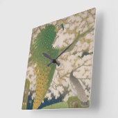 Peacocks en Cherry Tree (1925) Vierkante Klok (Hoek)