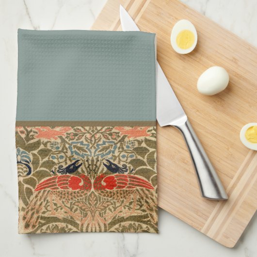 Peacocks en Dragons William Morris Kitchen Towel Theedoek (Quarter Fold)