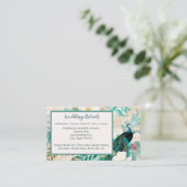 Peacocks en Flowers Blauwgroen, Ivoor, en Gouden B Informatiekaartje (Staand voorkant)