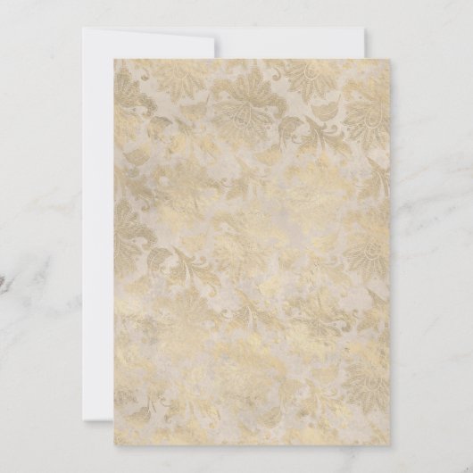 Peacocks en Flowers Blauwgroen, Ivoor, en Gouden B Kaart (Achterkant)