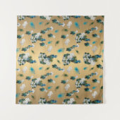 Peacocks en veren op Gold Fabric Print Wandkleed (Voorkant (horizontaal))