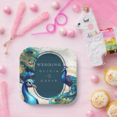 Peacocks Feathers Wedding Papieren Bordje (Feest)