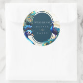 Peacocks Feathers Wedding Ronde Sticker (Tas)
