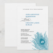 Peacock's feether Wedding Invitation Kaart (Voorkant / Achterkant)