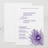 Peacock's feether Wedding Invitation Kaart (Voorkant / Achterkant)