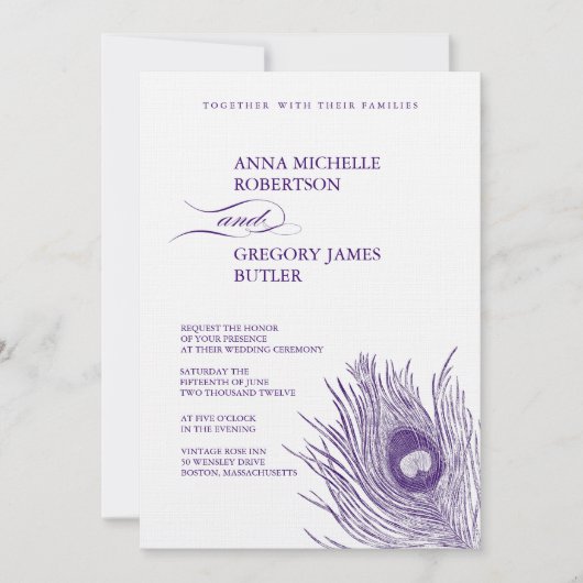 Peacock's feether Wedding Invitation Kaart (Voorkant)
