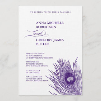 Peacock's feether Wedding Invitation Kaart