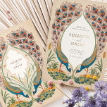 Peacocks Folie Uitnodiging<br><div class="desc">Stap in een wereld van tijdloze romance met onze Victoriaans geïnspireerde huwelijksuitnodiging. Dit prachtige ontwerp heeft grillige ornament bloemenversieringen die een luxueus gouden lijst omringen en de grandeur van het koninklijk briefpapier oproepen. Het kleurenpalet is een verfijnde mix van gedempt salie groen en een zacht, stoffig roos, ook bekend als...</div>