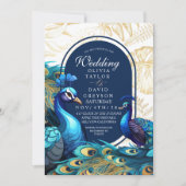 Peacocks Garden Boheemse bruiloft Kaart (Voorkant)