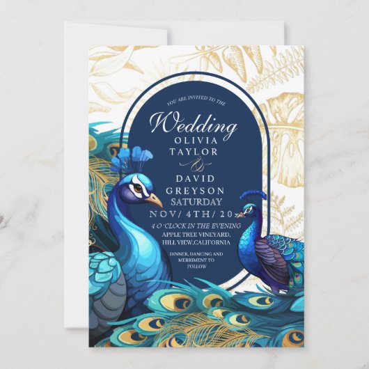 Peacocks Garden Boheemse bruiloft Kaart (Voorkant)