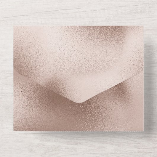 Peacocks Gold Blush Roos Bruiloft All In One Uitnodiging (Achterkant)