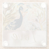 Peacocks Gold Glitter Love Blush Roos Bruiloft Glazen Onderzetter (Achterkant)