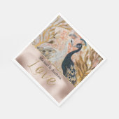 Peacocks Gold Glitter Love Blush Roos Bruiloft Servet (Hoek)