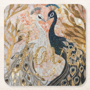 Peacocks Gold Glitter Love Blush Roos Kartonnen Onderzetters