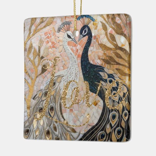 Peacocks Gold Glitter Love Blush Roos Keramisch Ornament (Links)