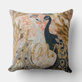 Peacocks Gold Glitter Love Blush Roos Kussen