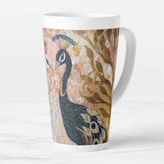 Peacocks Gold Glitter Love Blush Roos Latte Mok (Rechterhoek)