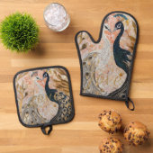 Peacocks Gold Glitter Love Blush Roos Ovenwant & Pannenlap Set (Top down)