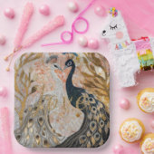 Peacocks Gold Glitter Love Blush Roos Papieren Bordje (Feest)