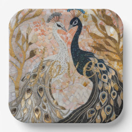 Peacocks Gold Glitter Love Blush Roos Papieren Bordje