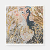 Peacocks Gold Glitter Love Blush Roos Servet (Voorkant)