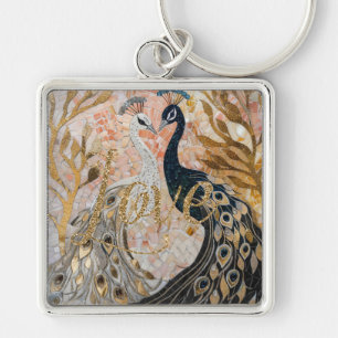 Peacocks Gold Glitter Love Blush Roos Sleutelhanger