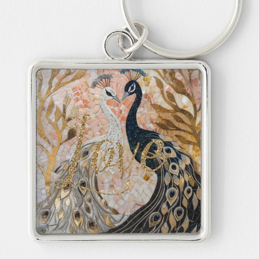 Peacocks Gold Glitter Love Blush Roos Sleutelhanger (Voorkant)