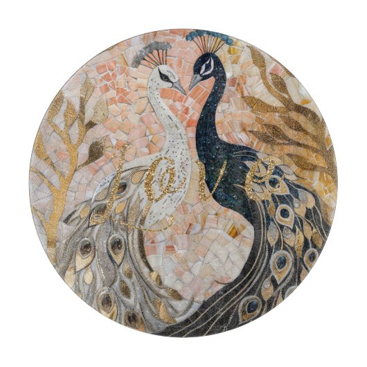 Peacocks Gold Glitter Love Blush Roos Snijplank (Voorkant)