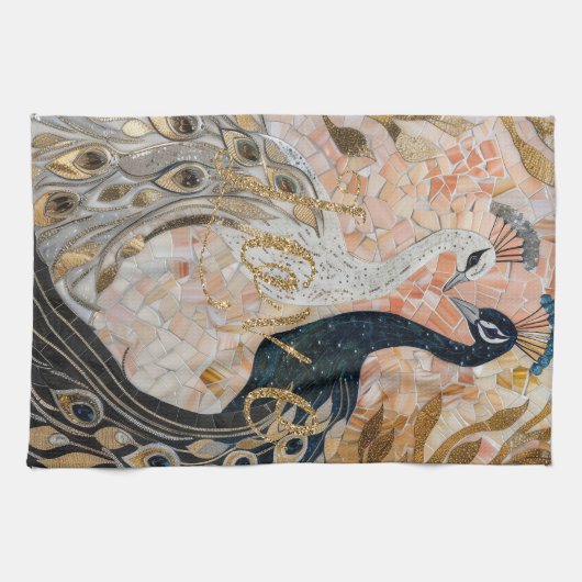 Peacocks Gold Glitter Love Blush Roos Theedoek (Horizontaal)