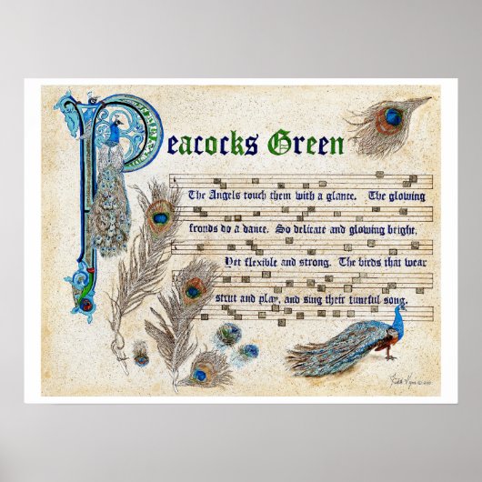 Peacocks Green Manuscript Poster (Voorkant)