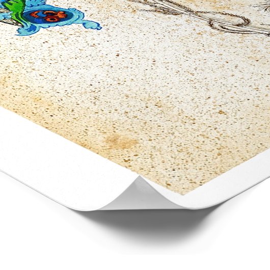 Peacocks Green Manuscript Poster (Hoek)