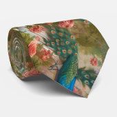 Peacocks in Abriot Roos Garden Stropdas (Opgerold)