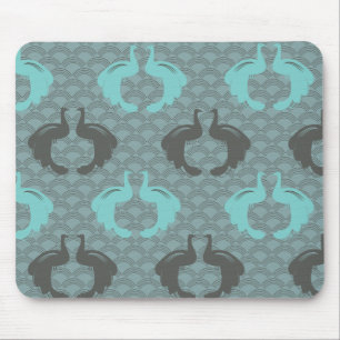 PEACOCKS in AQUA en GRAY Mousepad Muismat