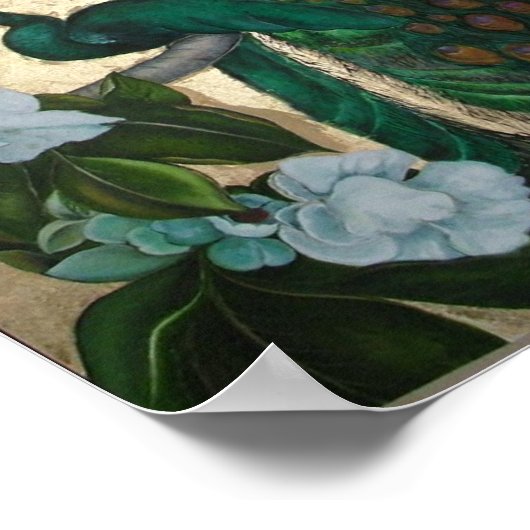 Peacocks in de Magnolia-boom Poster (Hoek)