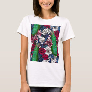 Peacocks in de roos tuin T-shirt