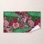 Peacocks in de tuin van het roos 2 bad handdoek (Handdoek)