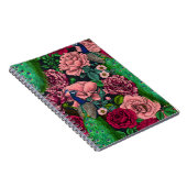 Peacocks in de tuin van het roos 2 notitieboek (Rechterzijde)