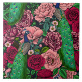 Peacocks in de tuin van het roos 2 tegeltje (Voorkant)