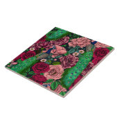 Peacocks in de tuin van het roos 2 tegeltje (Zijkant)