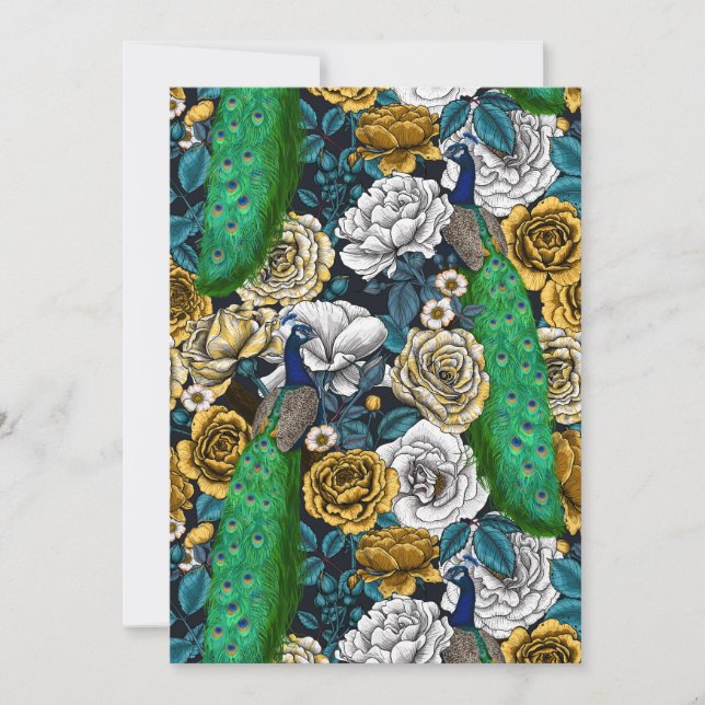 Peacocks in de tuin van het roos 3 (Voorkant)