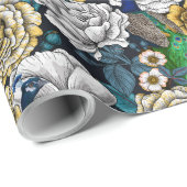 Peacocks in de tuin van het roos 3 cadeaupapier (Rol Hoek)