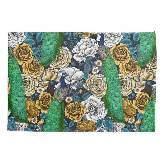 Peacocks in de tuin van het roos 3 kussensloop (Achterkant-Links)