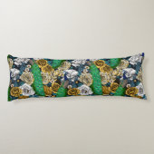 Peacocks in de tuin van het roos 3 lichaamskussen (Achterkant)