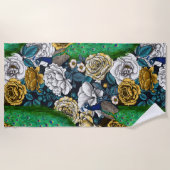 Peacocks in de tuin van het roos 3 strandlaken (Voorkant)