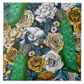 Peacocks in de tuin van het roos 3 tegeltje (Voorkant)