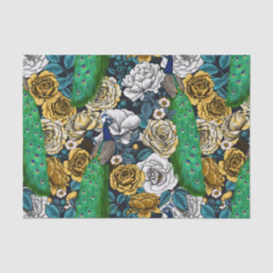 Peacocks in de tuin van het roos 3 tissuepapier