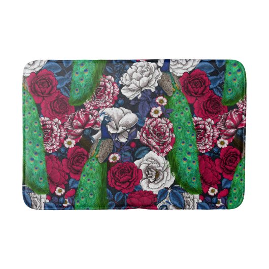 Peacocks in de tuin van het roos badmat (Voorkant)