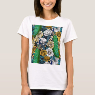 Peacocks in de tuin van het roos t-shirt