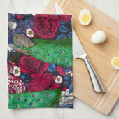 Peacocks in de tuin van het roos theedoek (Quarter Fold)